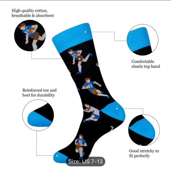 3 Pairs Men's Football Socks Cozy & Comfy  Size 7-13 - Picture 3 of 6
